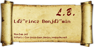 Lőrincz Benjámin névjegykártya