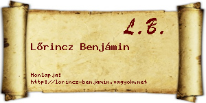 Lőrincz Benjámin névjegykártya